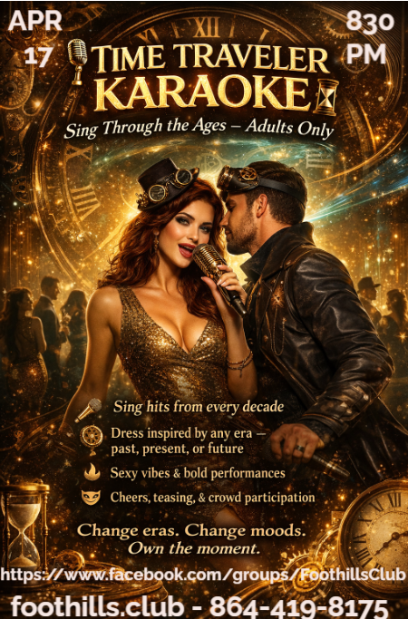 April 17, 2026 - 8:30pm<br/>⏳ TIME TRAVELER KARAOKE ⏳